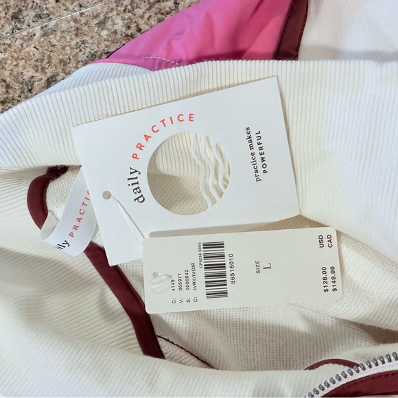 NWT Anthropologie Daily Practice Pink and White Long Sleeve Top - Picture 3 of 3